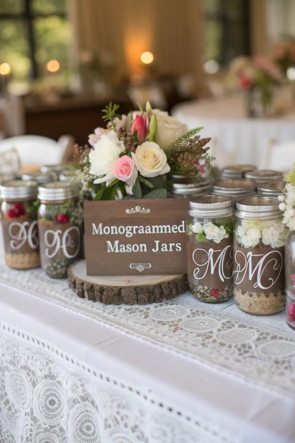Personalized emblemmed quart containers for special occasions.