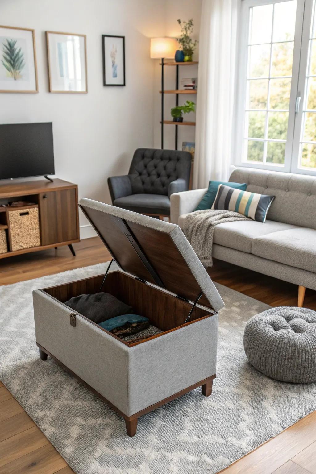 Furniture that serves multiple functions maximizes space.