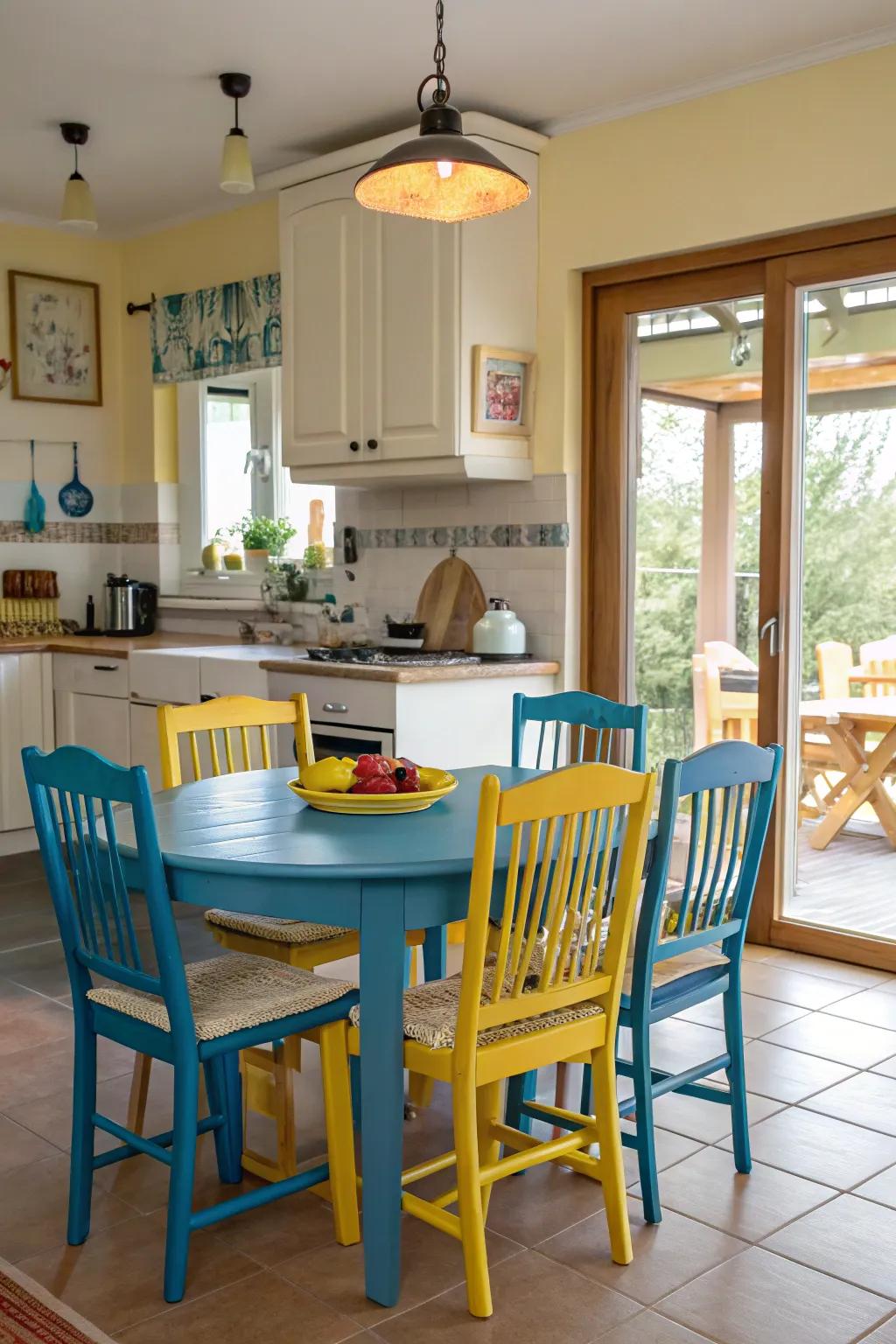 A harmonized chow set flawlessly extends the cooking area's color motif.