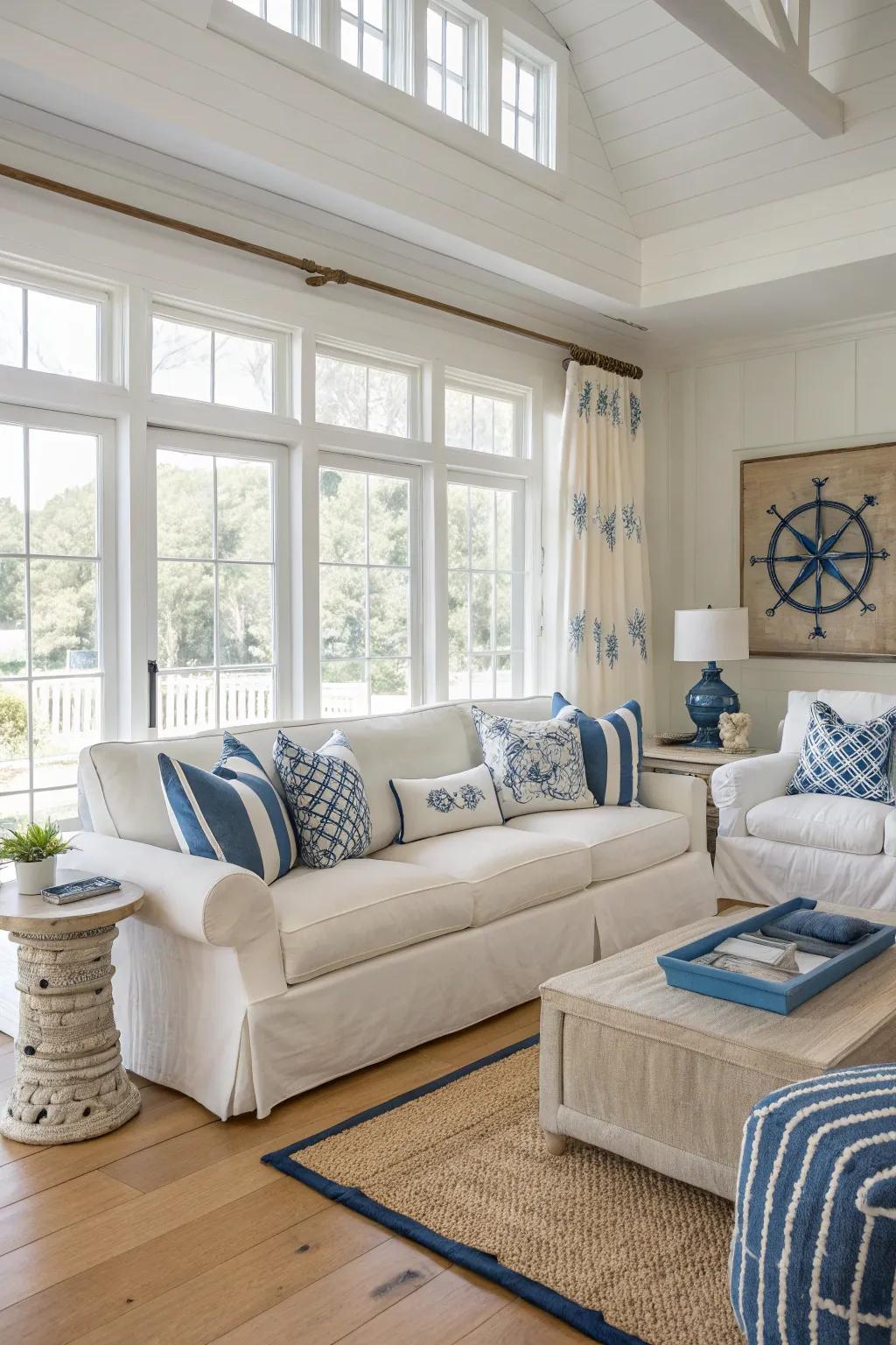 Light timber floors enhance the coastal aesthetic.