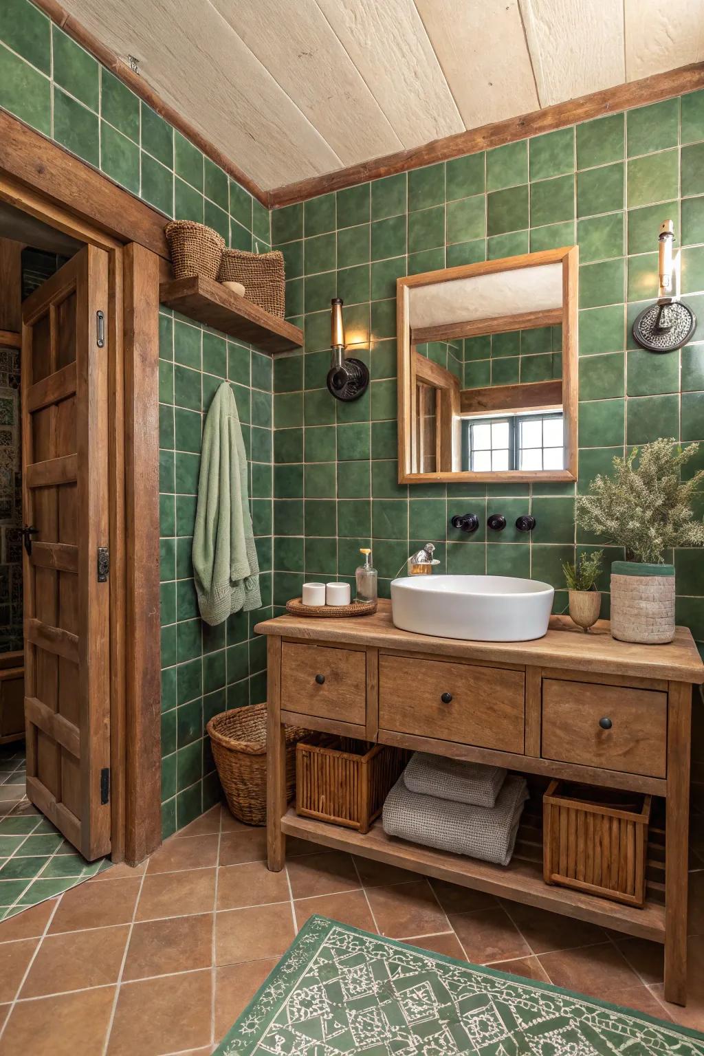 Farmhouse appeal through verdant brick pieces.