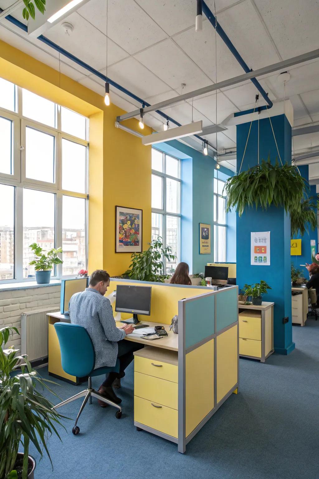 An office where color is used.