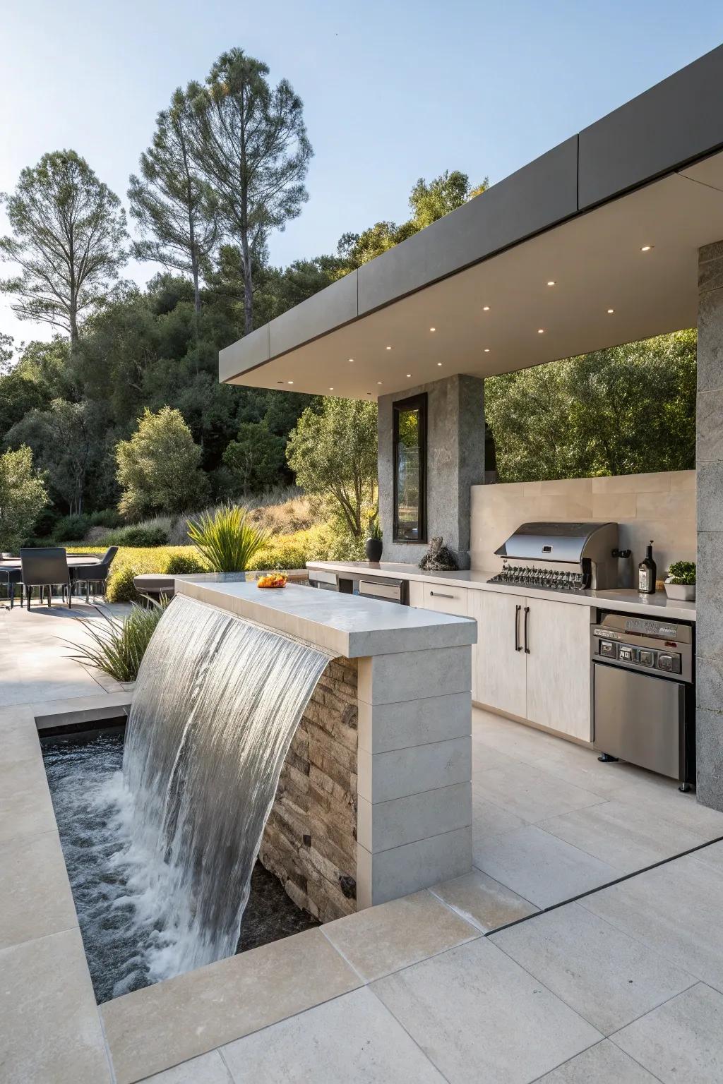 Cascade worktops that bring drama and elegance to outdoor spaces.