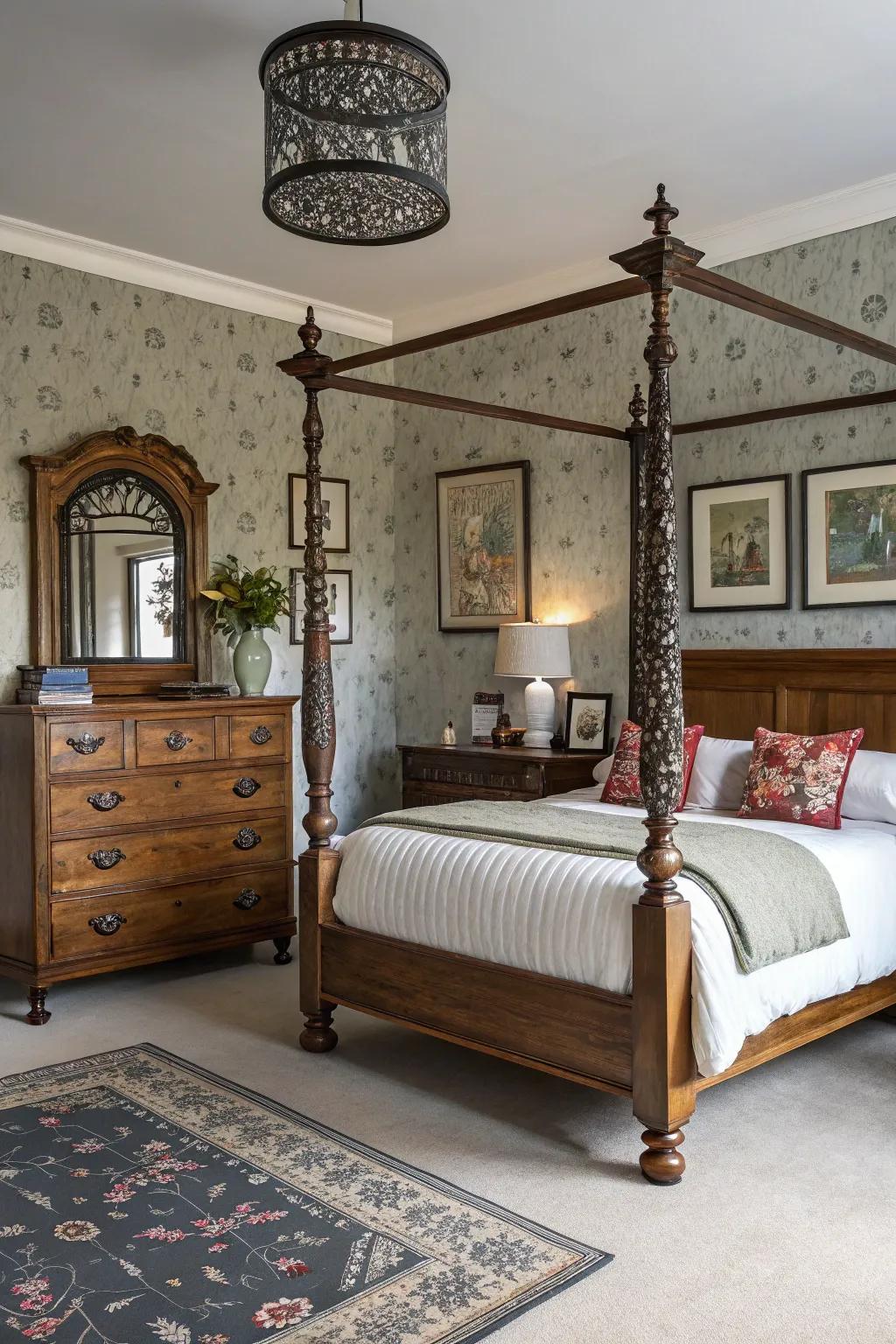 Vintage pieces add history and individuality to the room.
