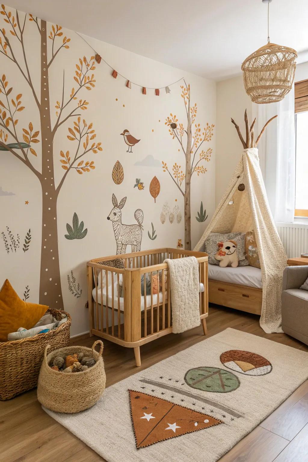 An bewitched timberland nursery that brings the splendor of the forest indoors.