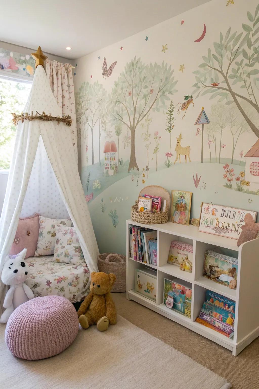 Folk tale themes make for a magical bedtime atmosphere.