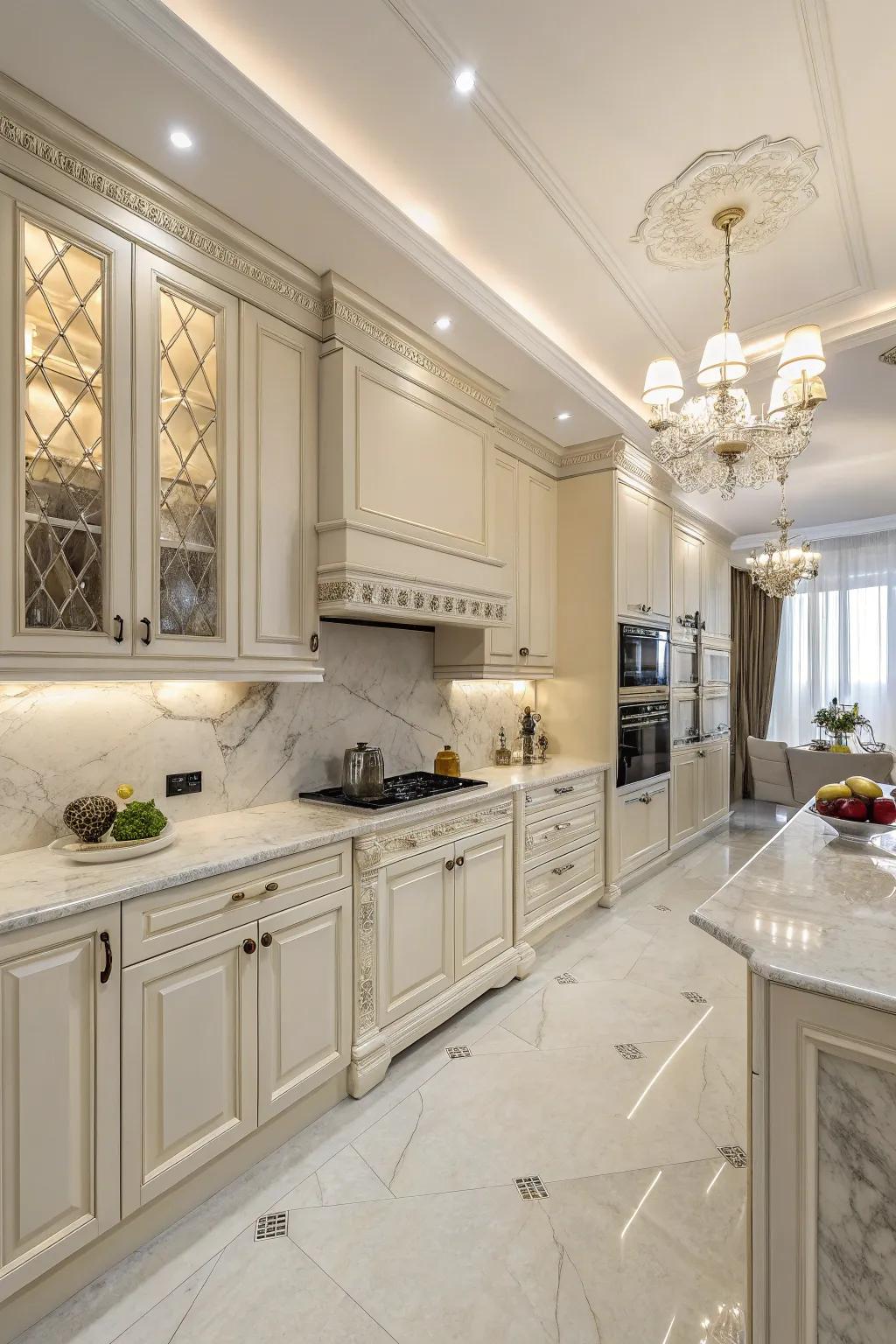 Lavish completes heighten the attraction of creamy white cooking zones.