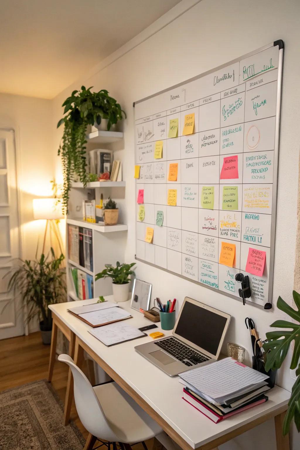 Keep your ideas flowing with a convenient whiteboard.