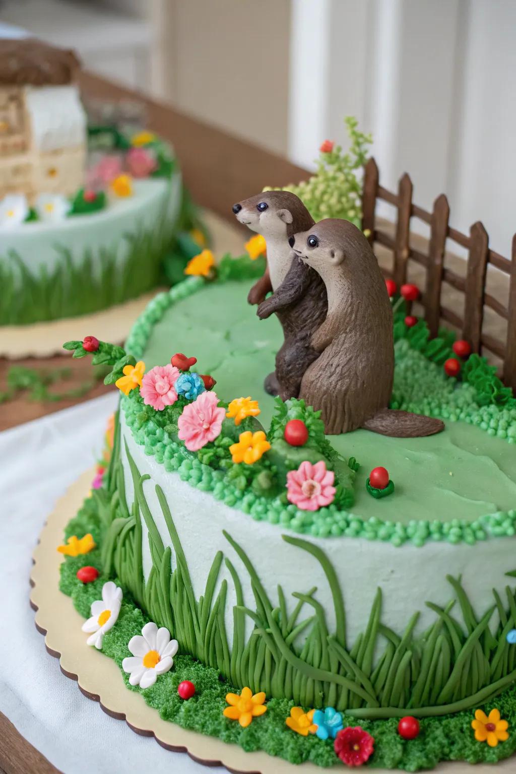 Commemorate springtime through a flora-themed river critter dessert.