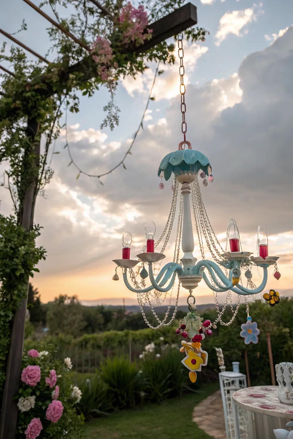 Append whimsy to your garden with a sportive light fixture motif.