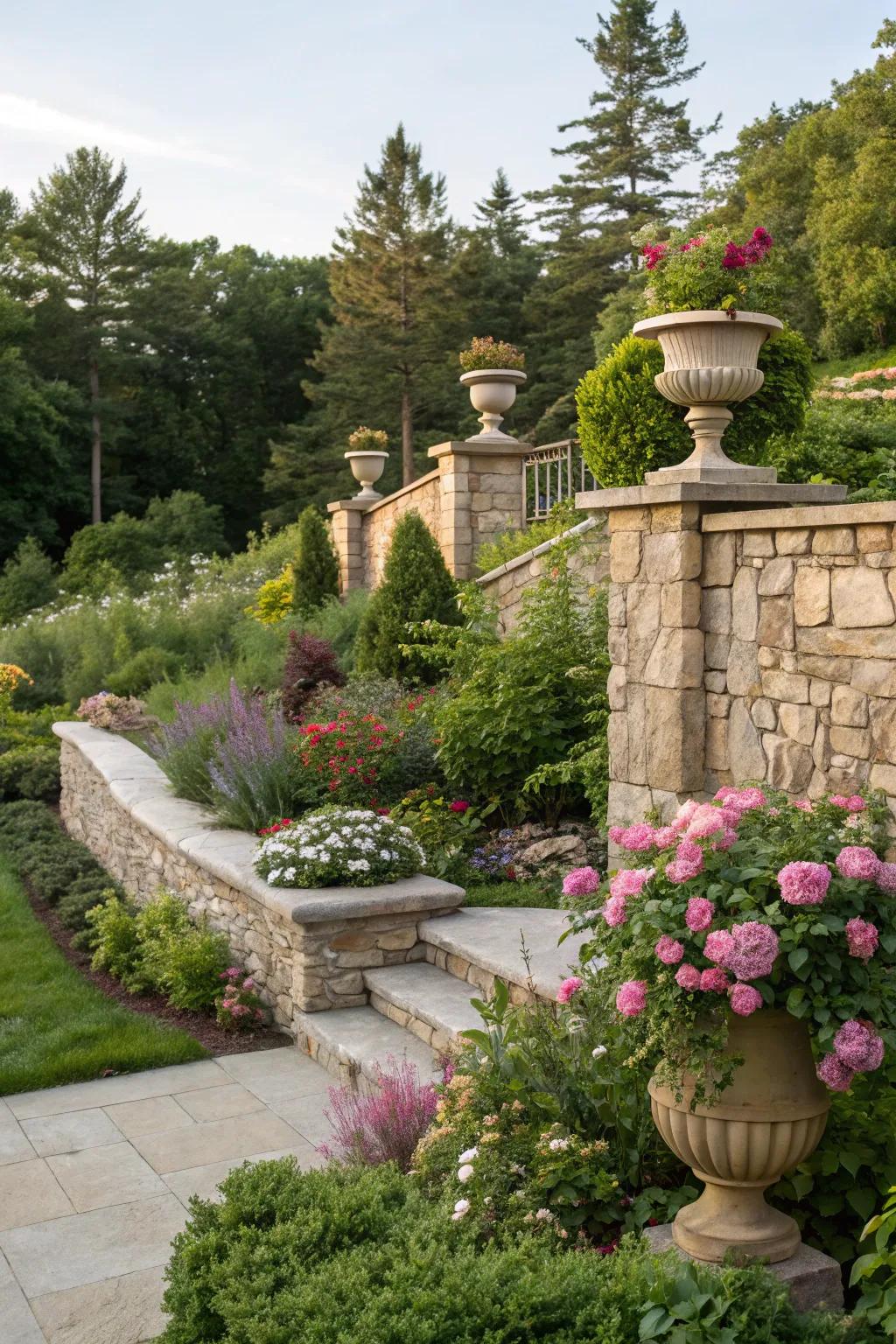 Feature walls add emphasis and drama to outdoor spaces.