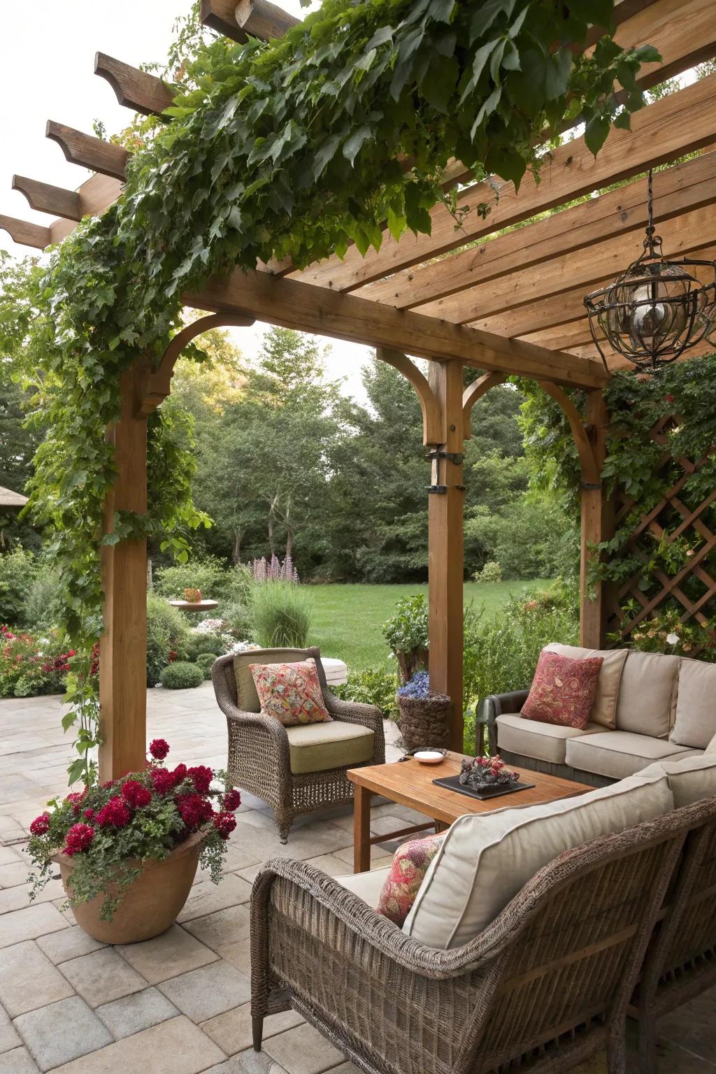 Canopies offer shade and a structured aesthetic for outdoor spaces.