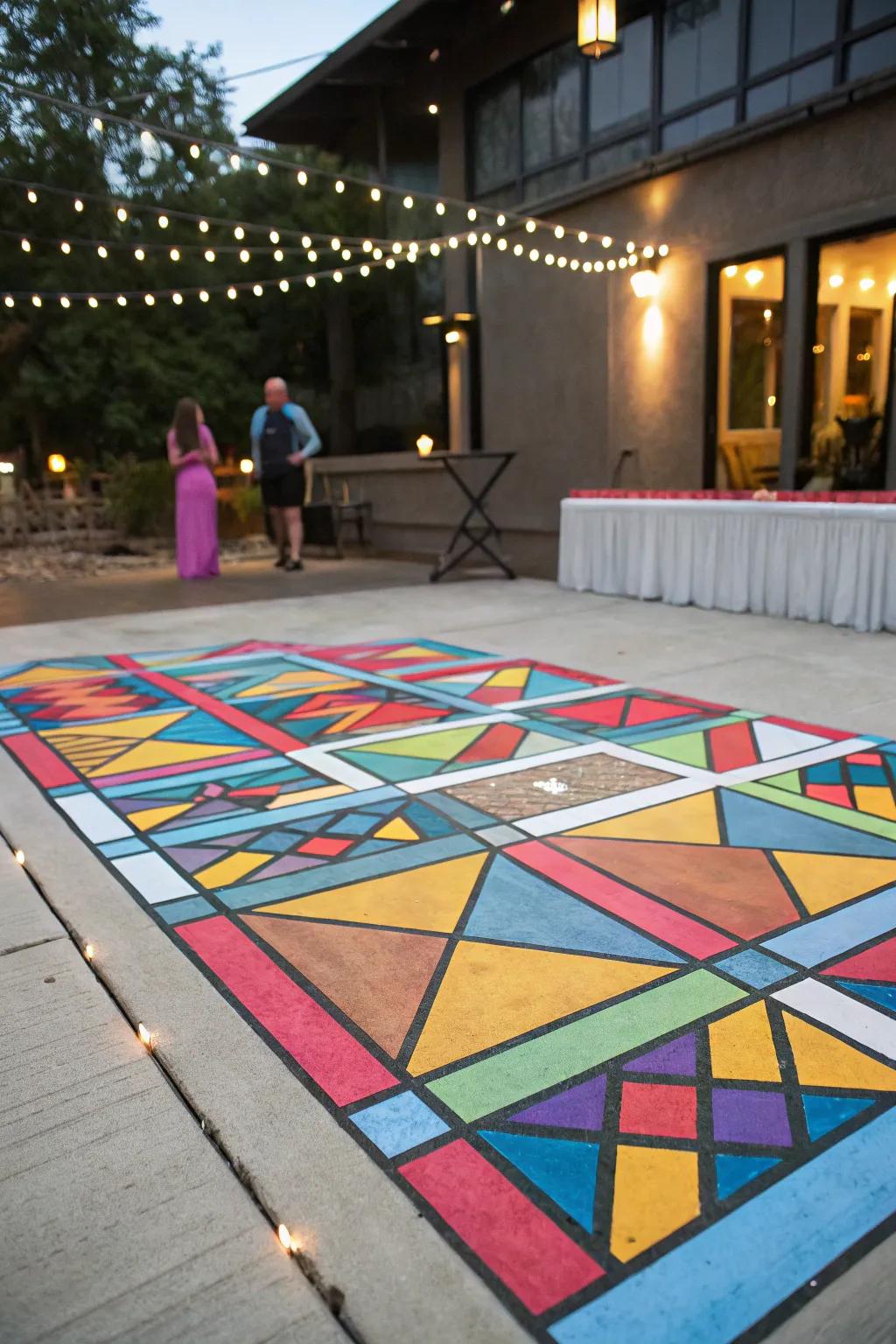 A dance floor design gives this patio a sense of fun and excitement.