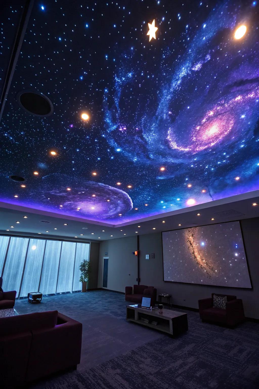 Celestial lighting transforms your space into a galactic escape.