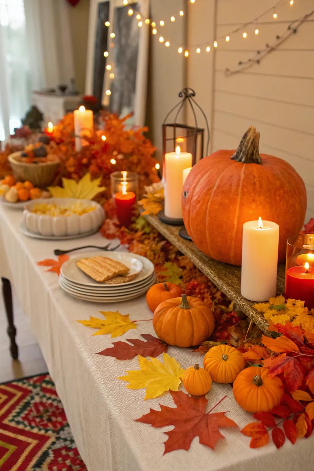 Seasonal decor adding a cozy and comforting touch to the autumn-themed table