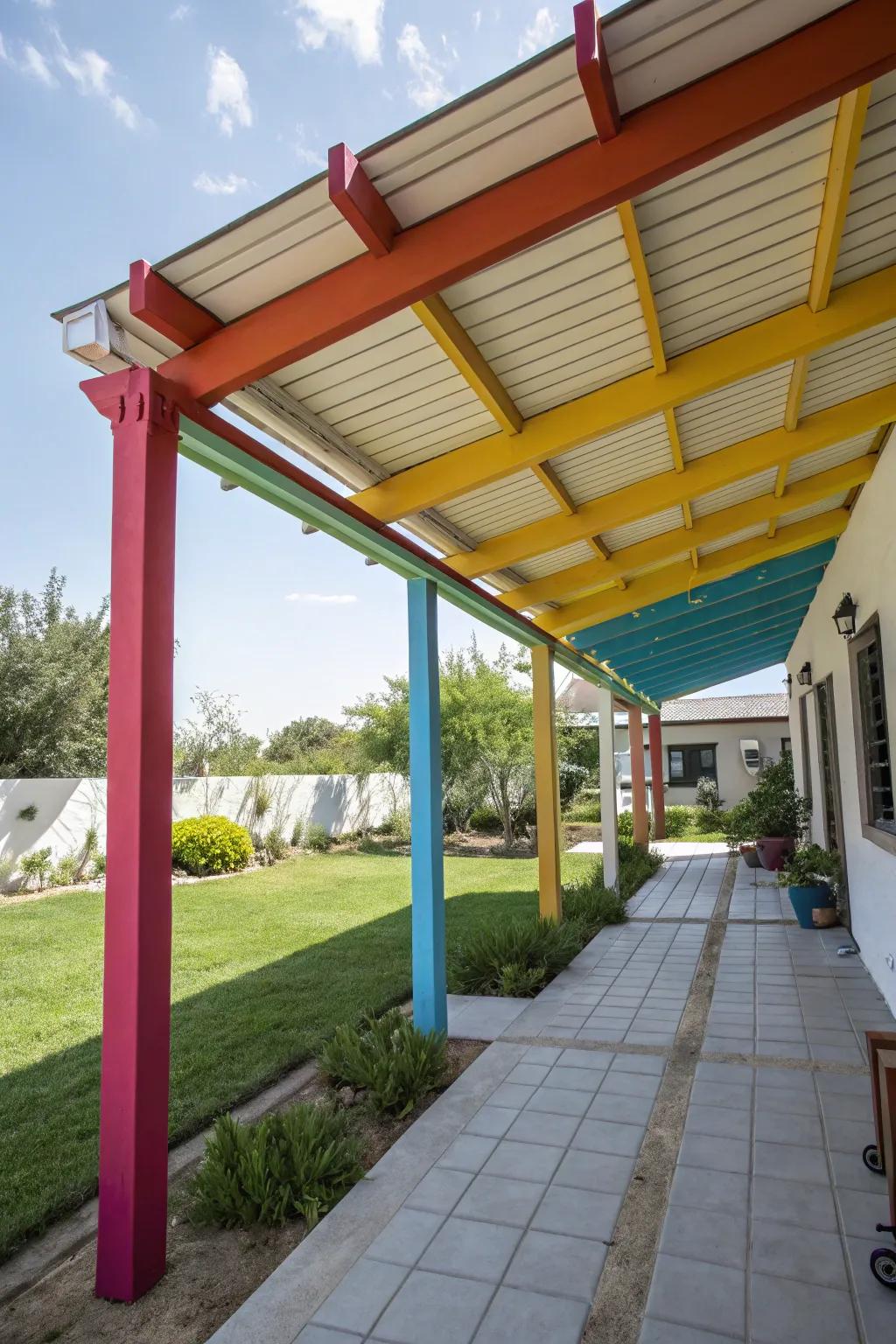 Painted supports inject hue and vibrancy into rainy days.