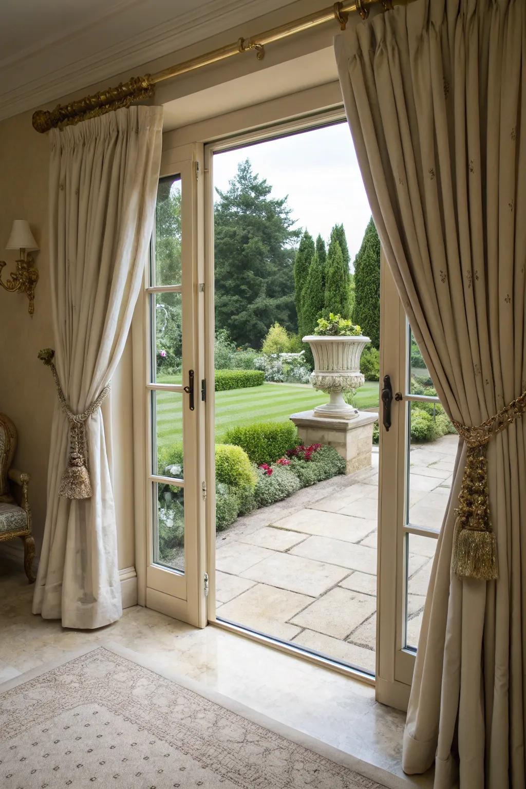 Decorative fasteners elevate straightforward coverings to graceful declarations.