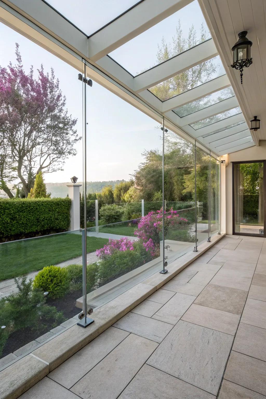 Glass air barriers safeguard barring obstructing the vista.