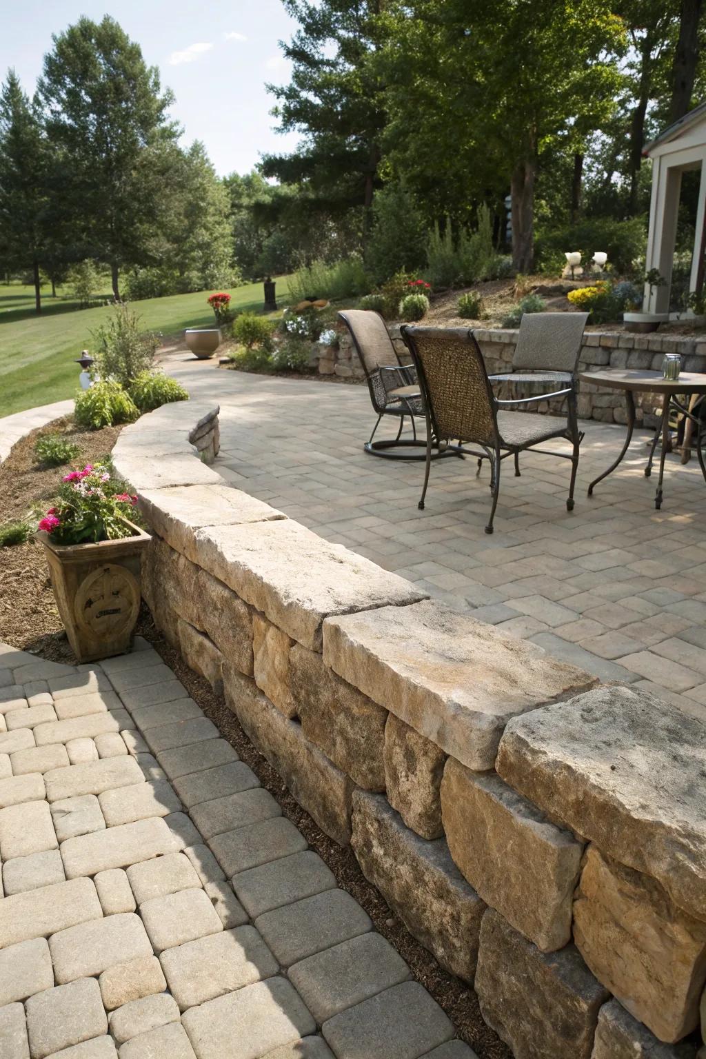 A stone frame sets off your patio.