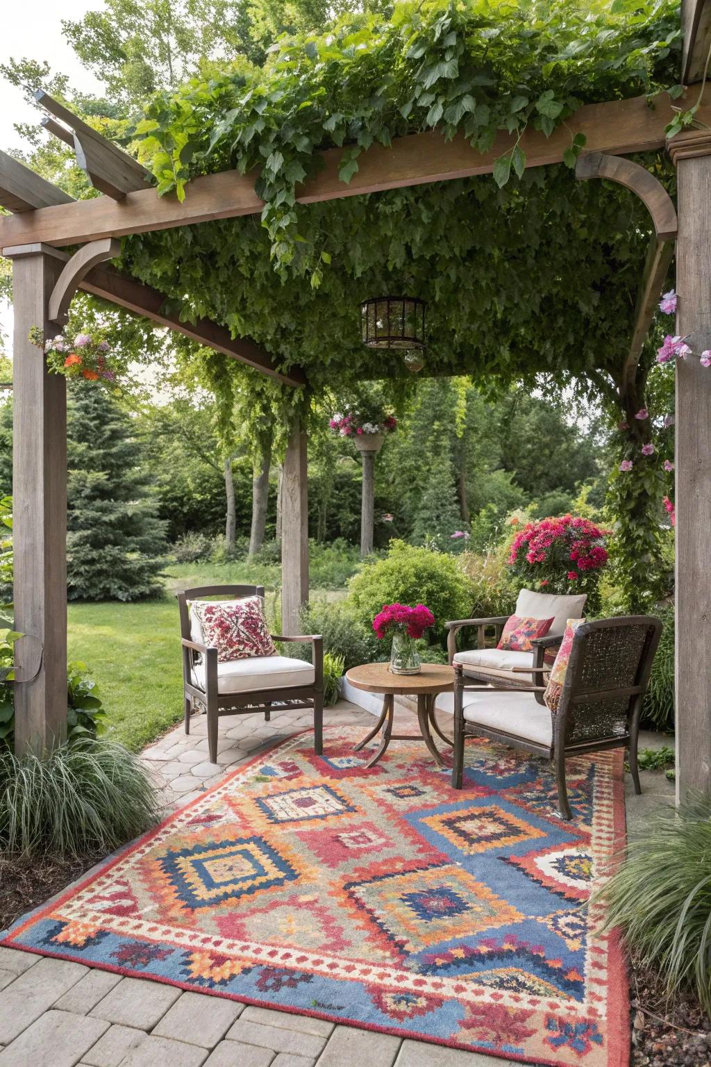 An exterior fabric defines the space and adds comfort underfoot.