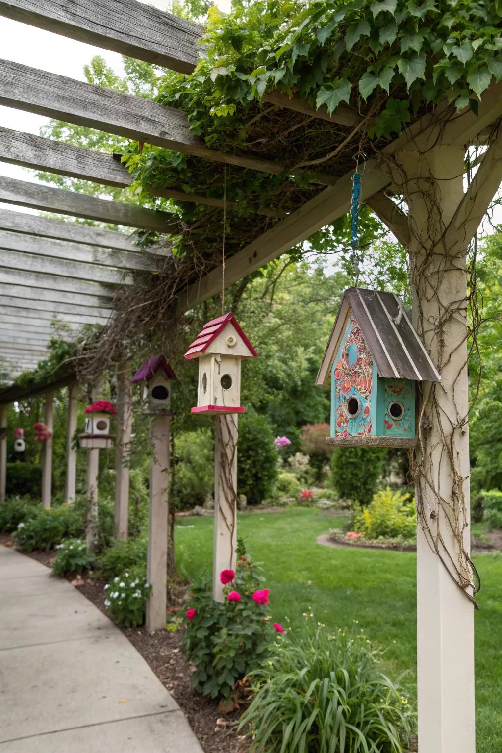 Aviary dwellings contribute allure and entice nature's harmonies across your pergola.