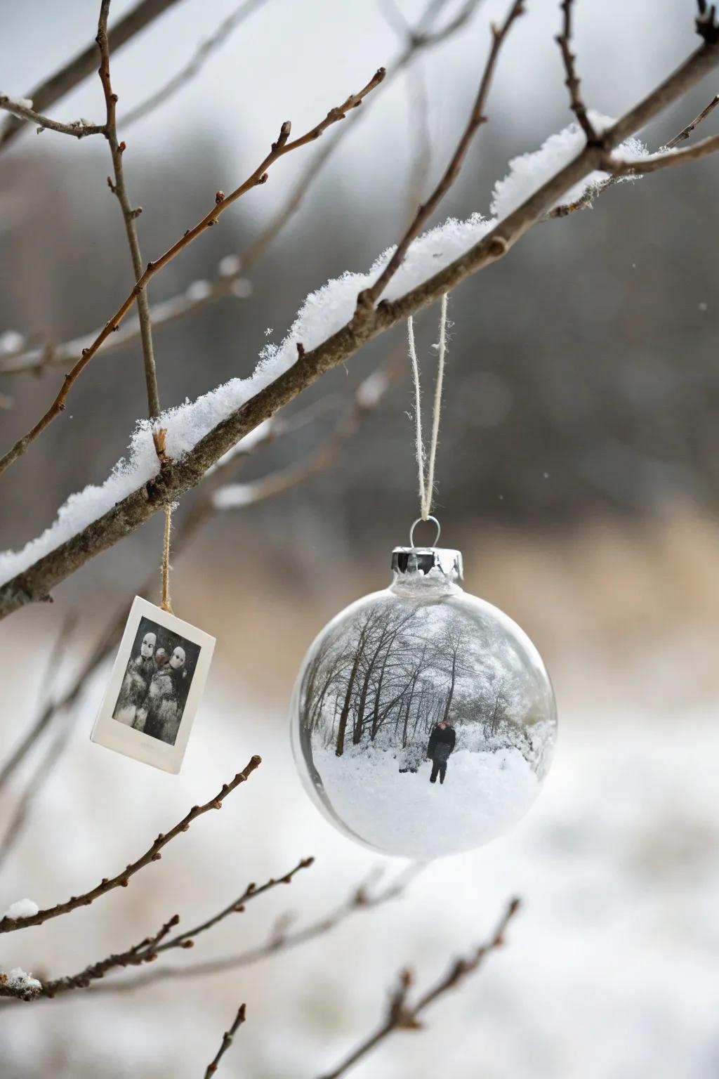Capture your treasured memories in a minimalist photo snow globe, a seamless mix of elegance and nostalgia.