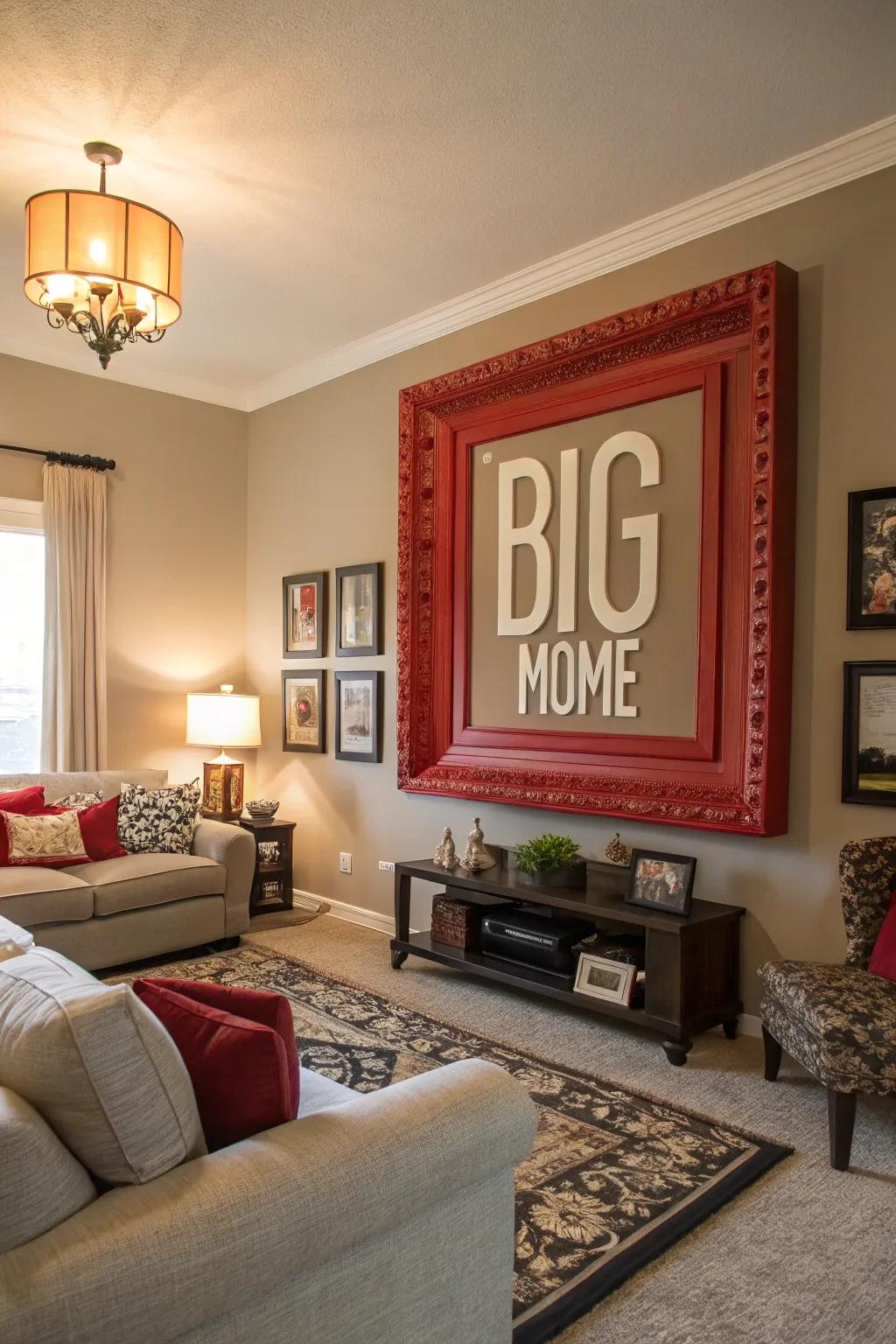 In any space, oversized frames act as a striking focal point.