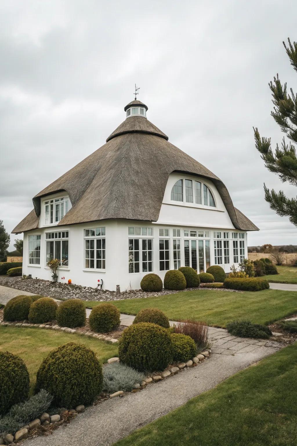 A Scandinavian-style house featuring a simple, elegant cupola.