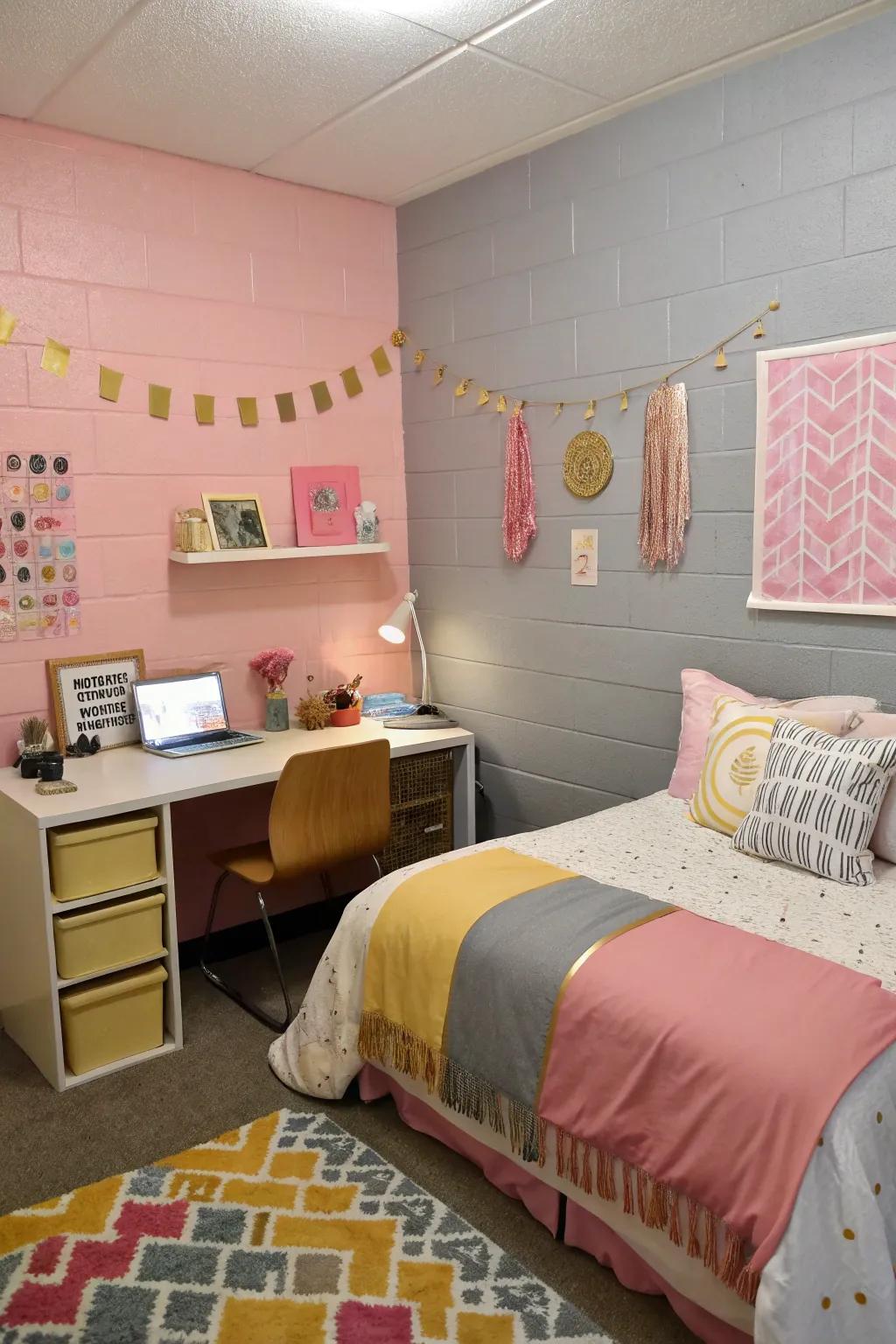 Color blocking creates a harmonious and engaging visual effect.