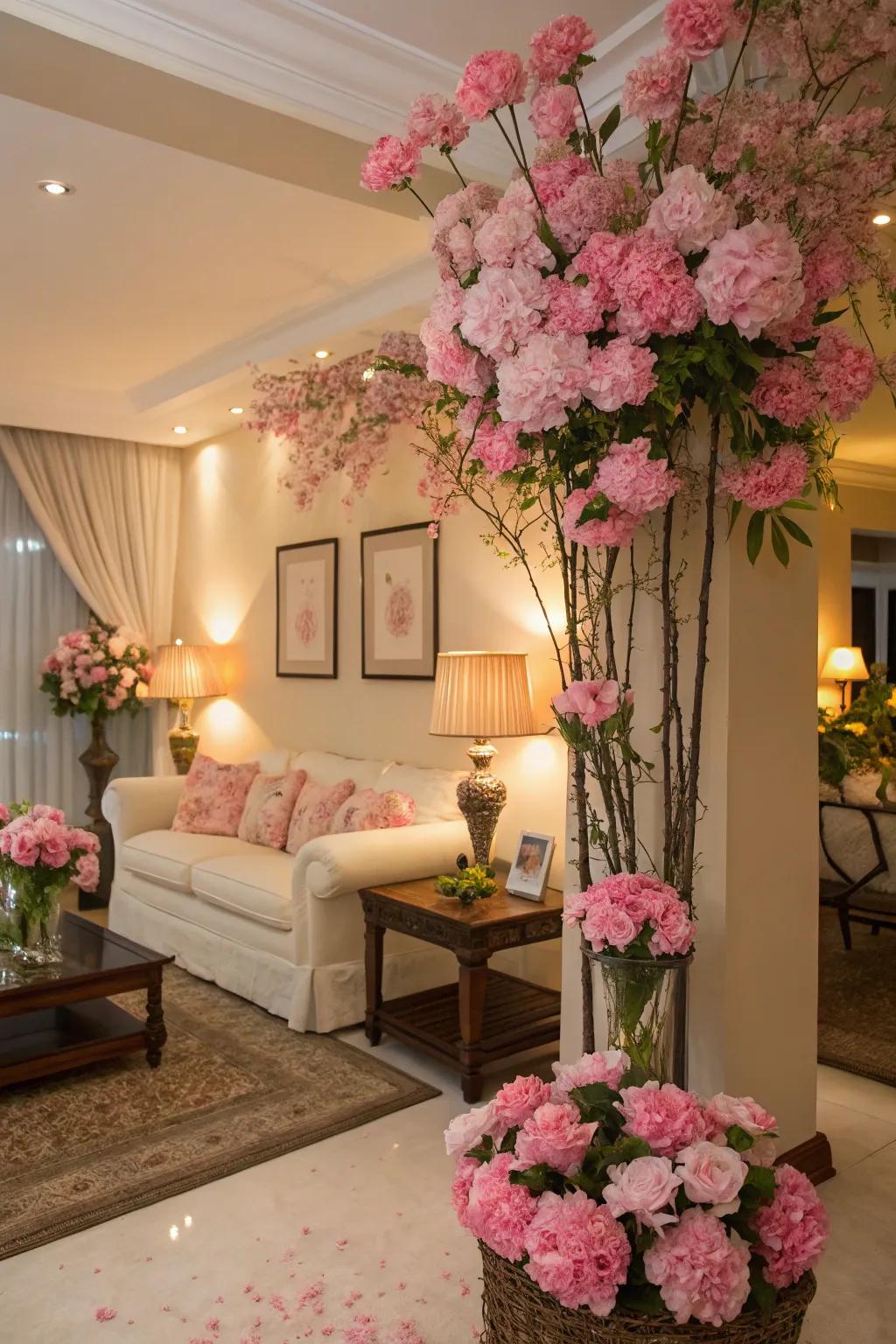 Rose blossoms infuse vibrancy and vitality into the living space.
