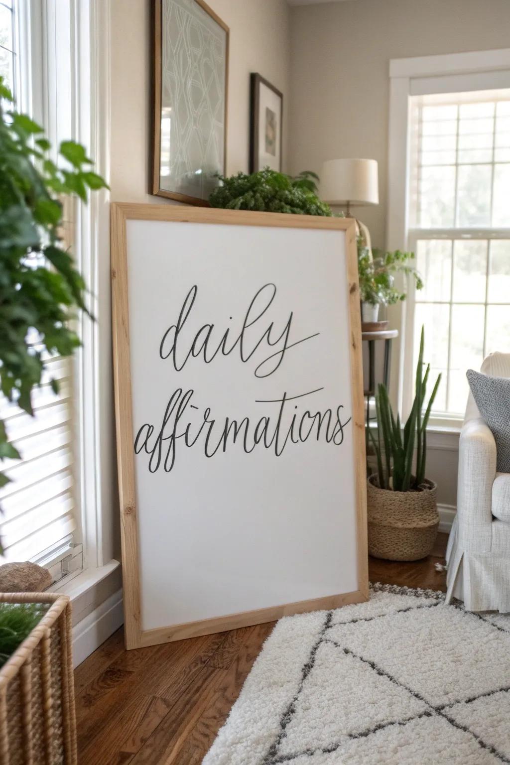 Empower your day using daily affirmations displayed on your chalkboard.