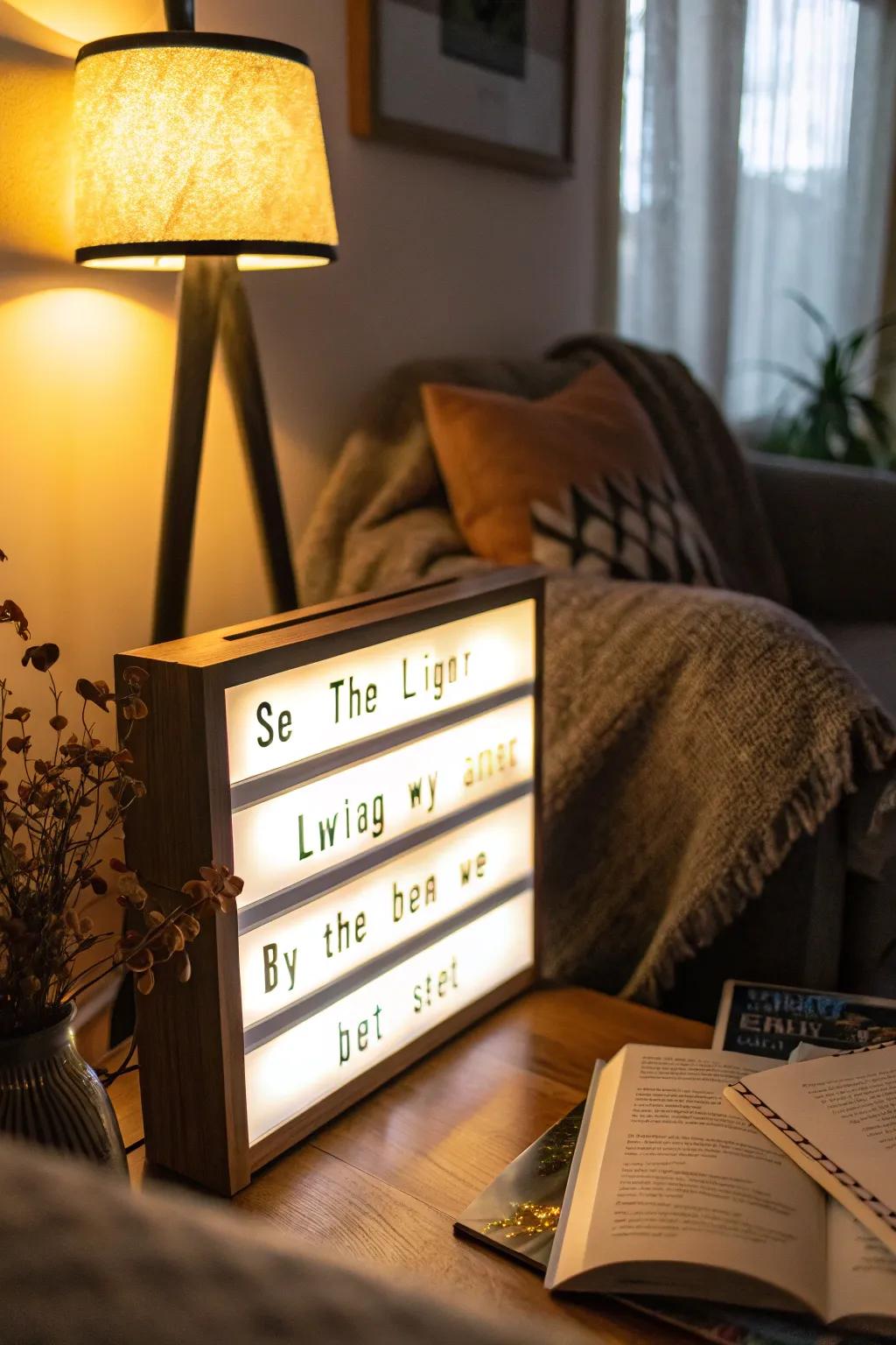 An illuminated verse receptacle introduces warmth and inspiration to your space.