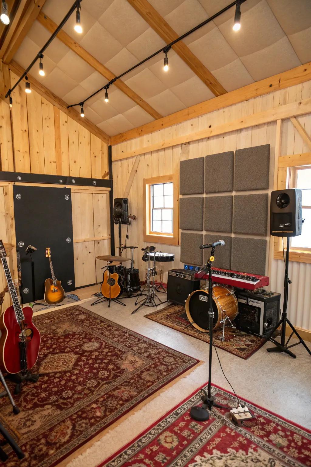 Generate marvelous melodies in a pole barn studio.