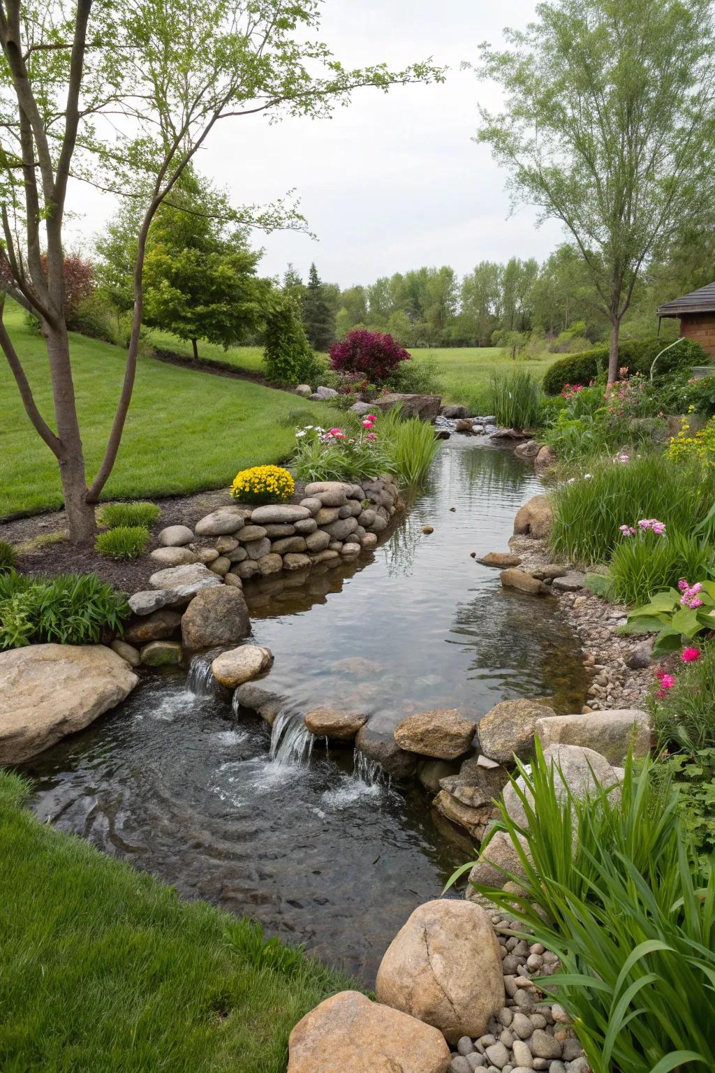 Split streams contribute intrigue and complexity to your garden design.