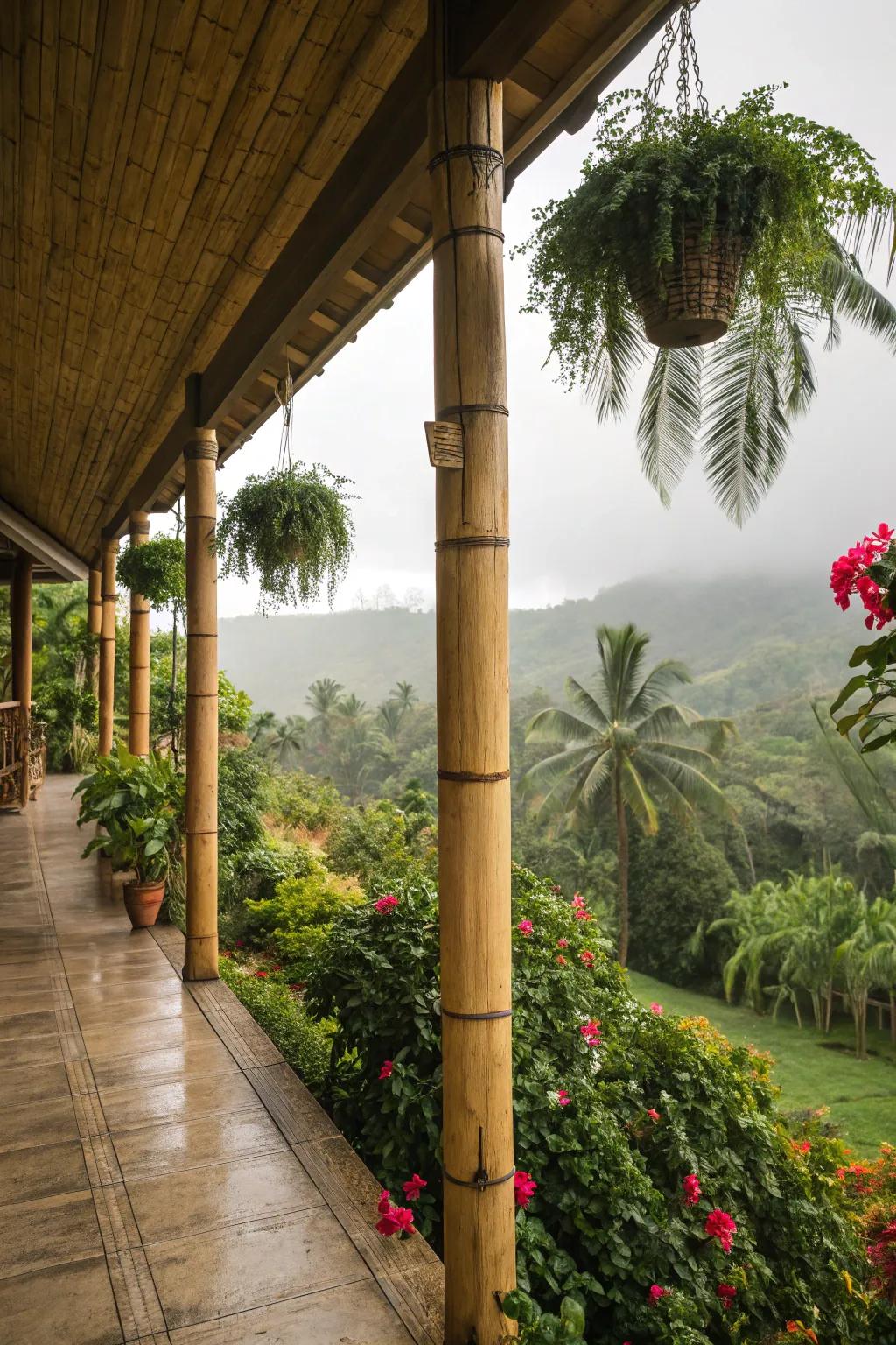 Bamboo posts present an eco-friendly tropical vibe.