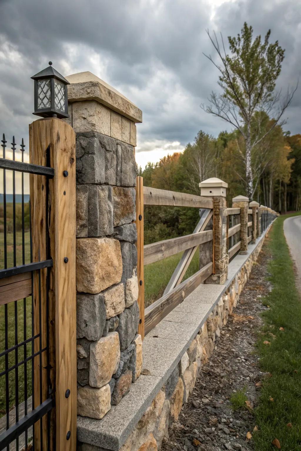 Boundary using mixed materials.