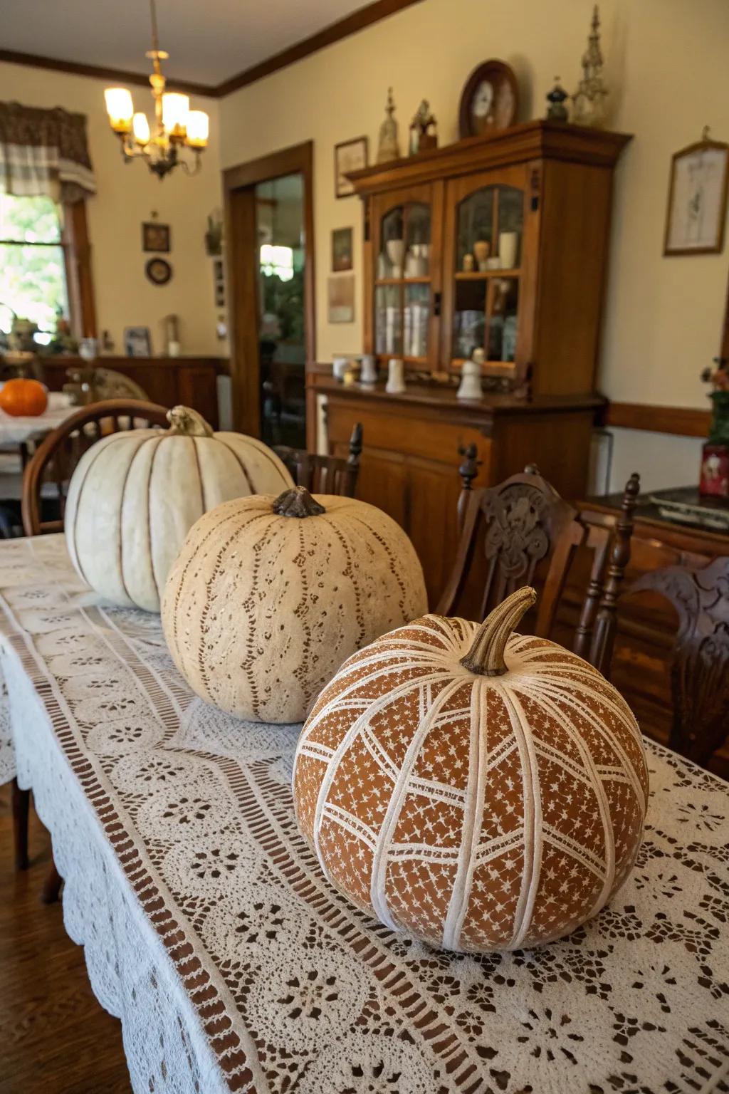 Introduce a hint of class through elegant net-pattern pumpkins.