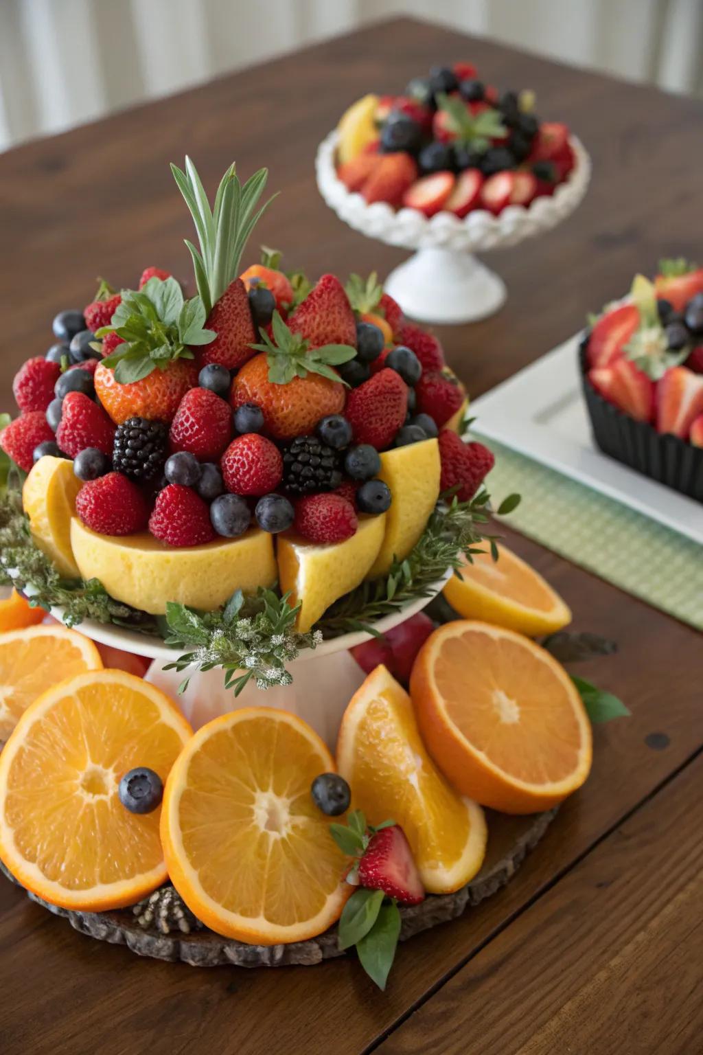 Edible centerpieces delight attendees with both beauty and taste.