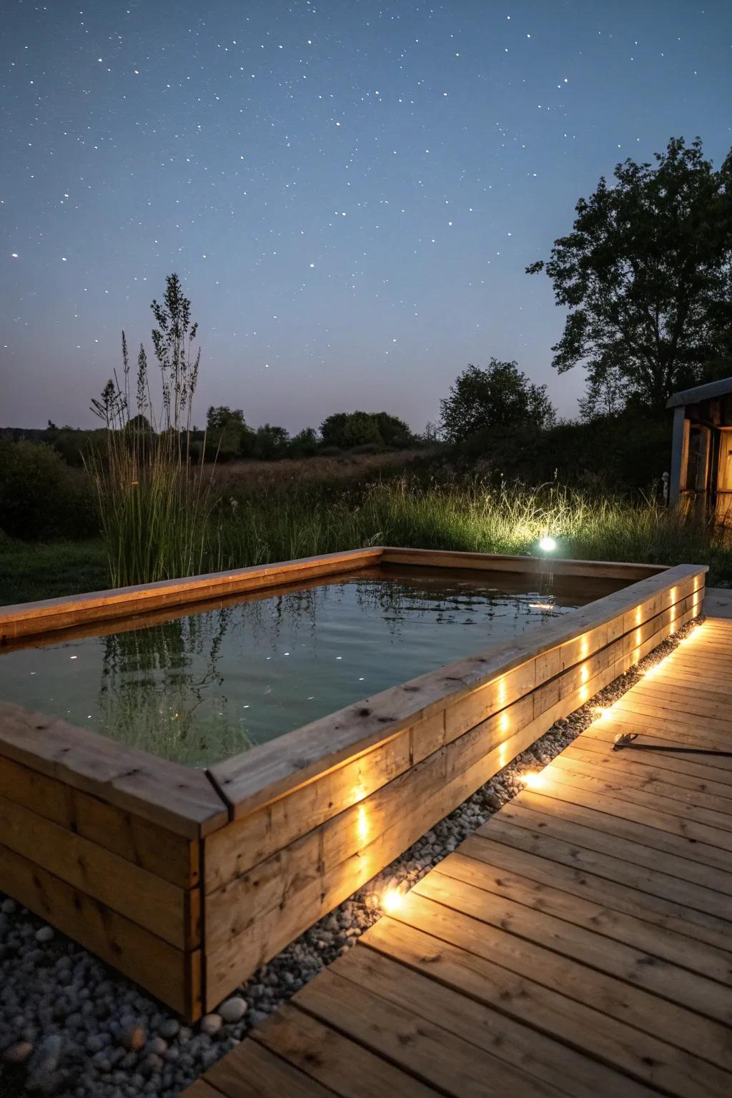 Illumination transforms your pond into a nighttime spectacle.