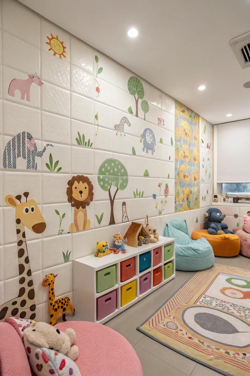 Playful animal patterns make for a playful playroom.