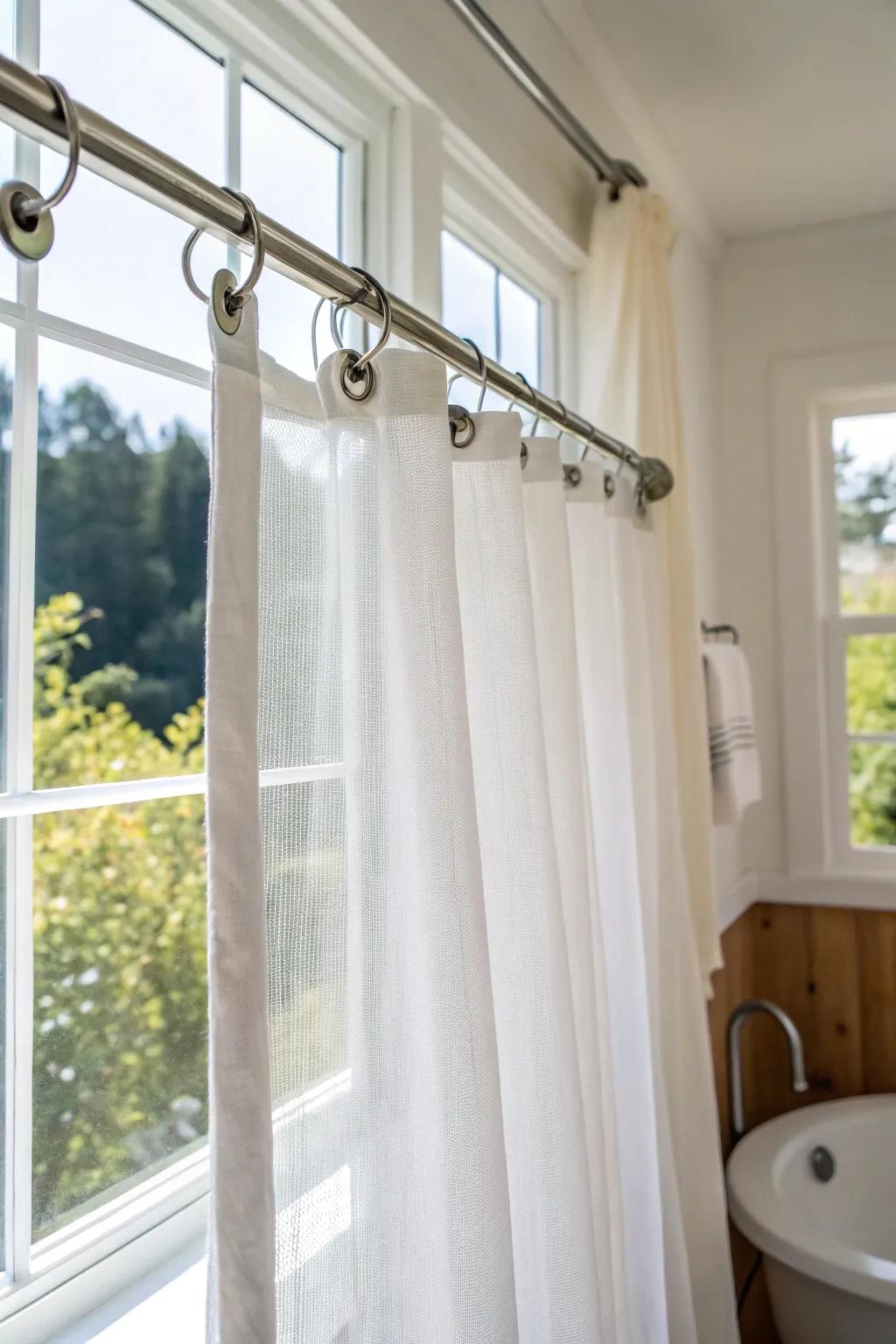 Stick-on hooks provide a simple solution for light drape hanging.