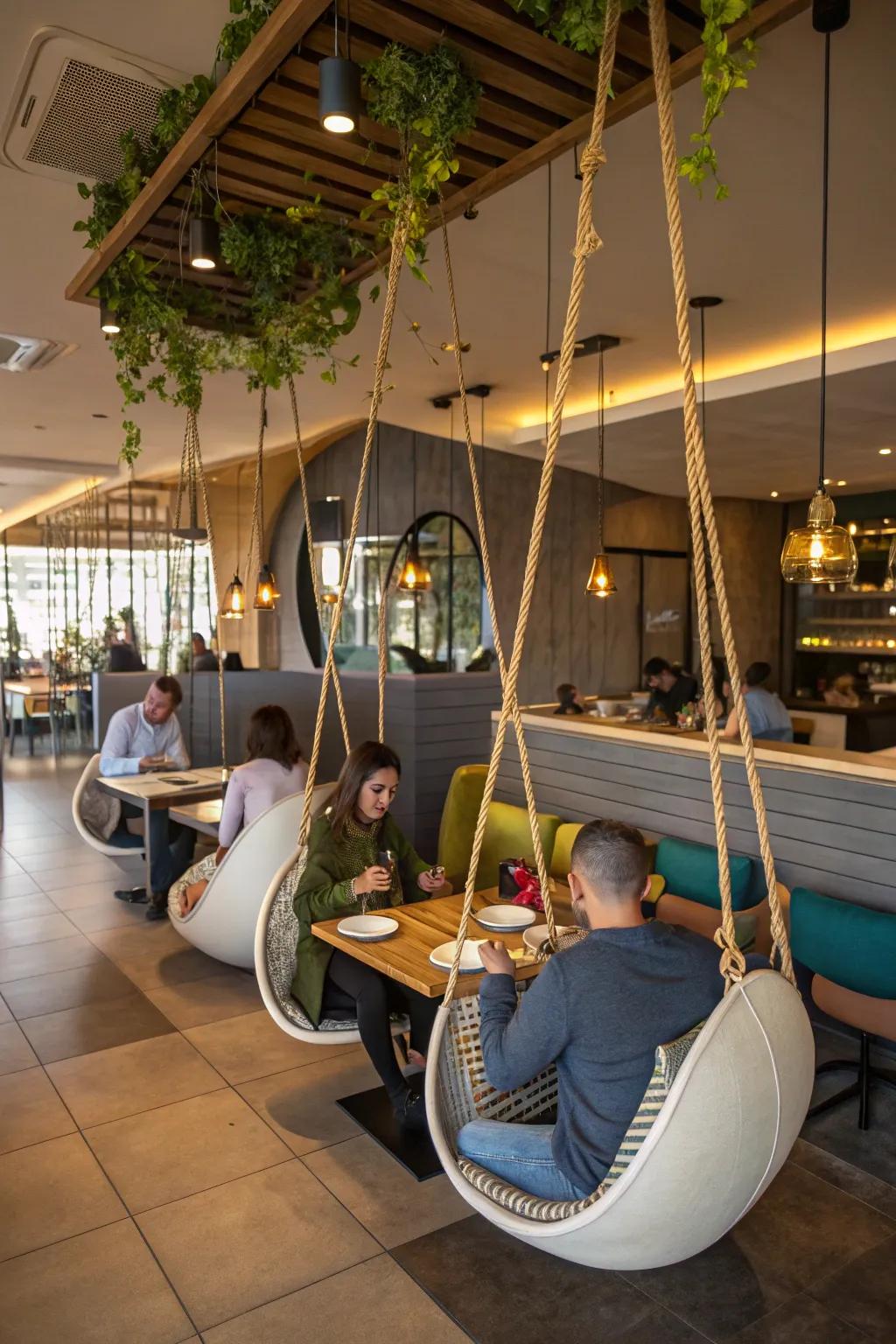 Innovative seating solutions enchant and surprise restaurant patrons.