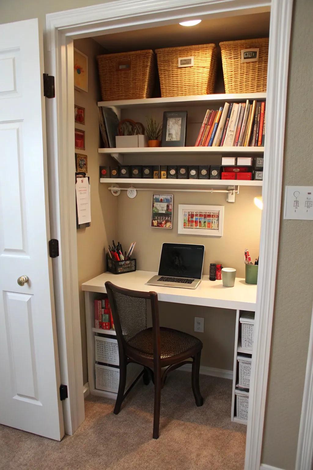A closet area saves on area.