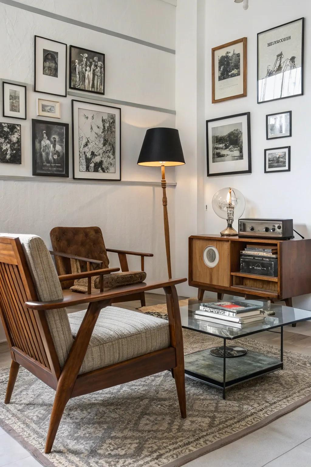 A room made richer by integrating vintage discoveries that inject charm and individuality.