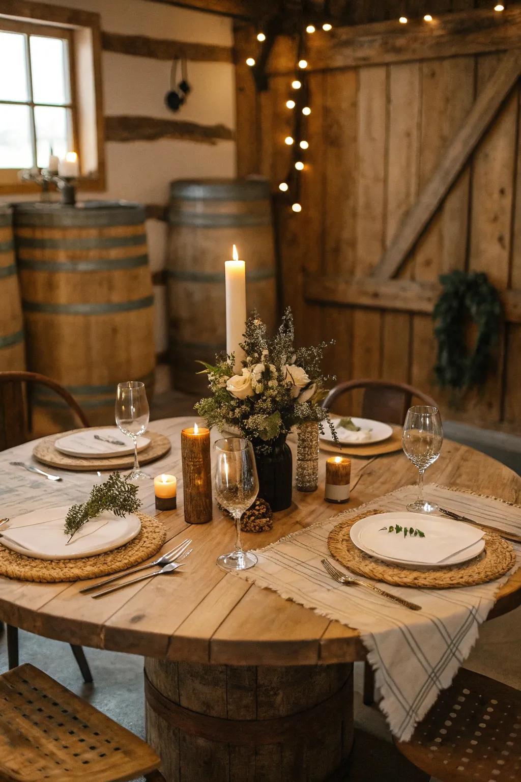 Timber elements append country charm and warmth.