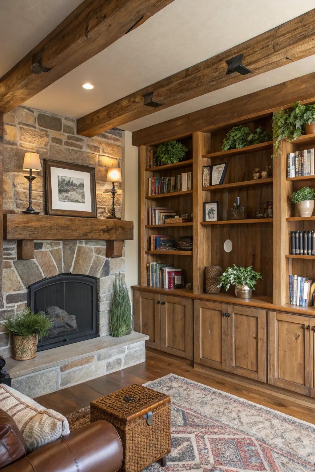 Country shelving combines functionality with personal style.