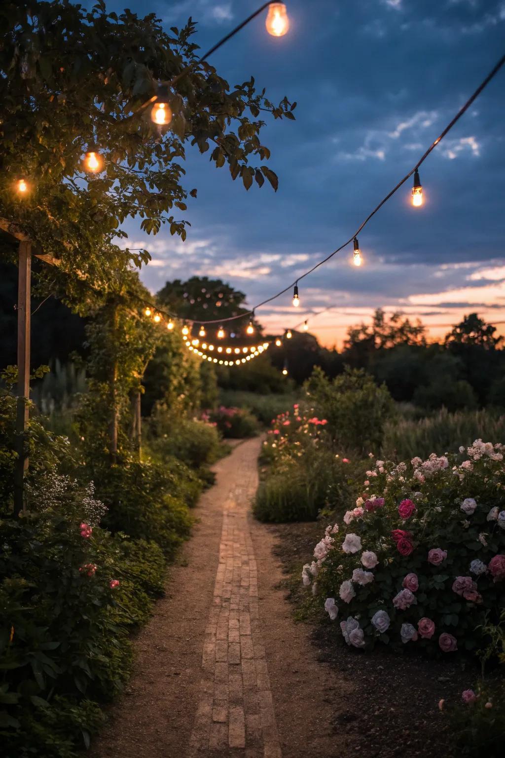 Countryside lighting creating a warm evening ambiance.