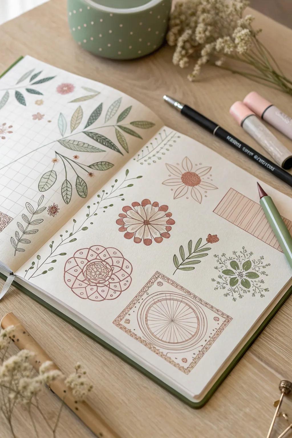 Unleash your ingenuity through minimalist doodles that impart a personal signature to your scrapbook masterpiece.