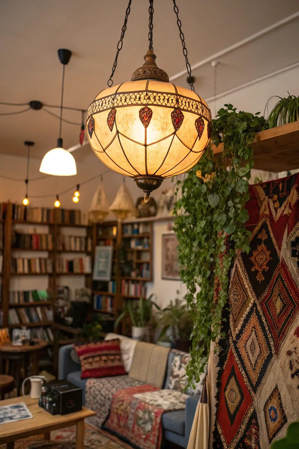 Bring bohemian bliss to your home with eclectic lighting.