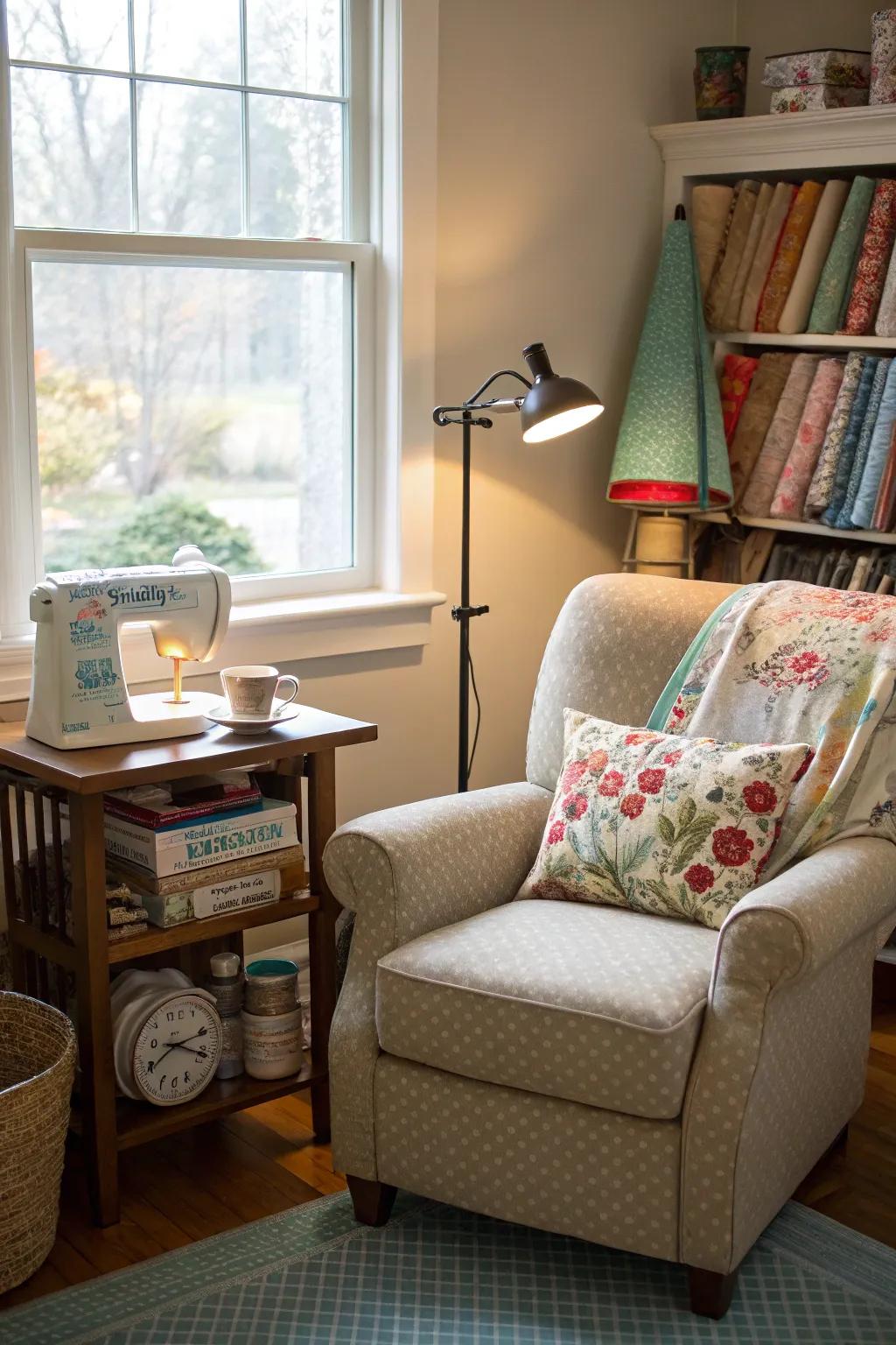 A lounge spot offers a space for relaxation and reflection.